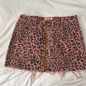 Free People Animal Print Mini Skirt